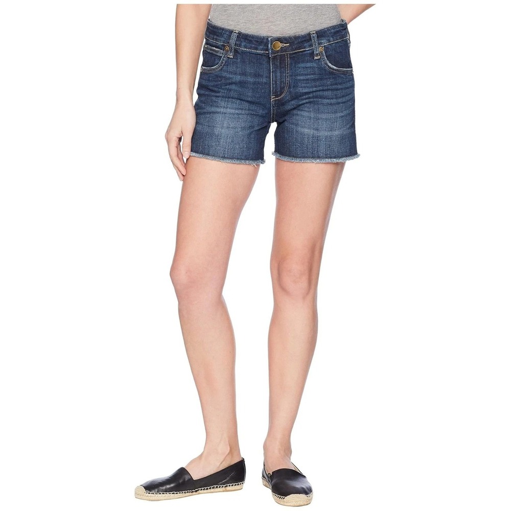 KUT From The Kloth Gidget Fray Jean Shorts Womens Size 14 Denim Blue Nwot New